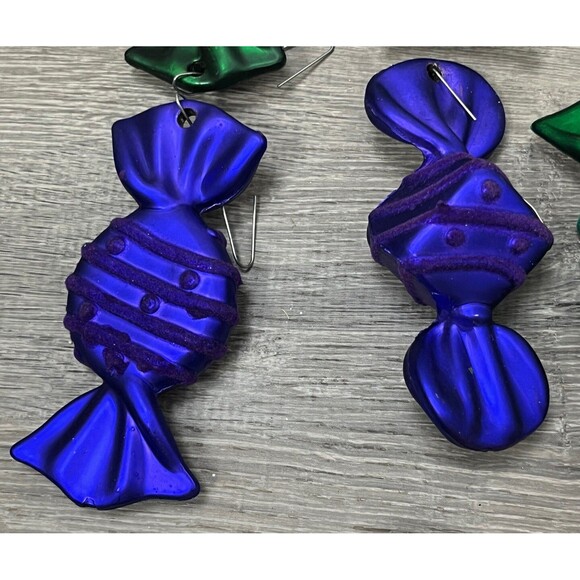 Christmas Ornaments Old Fashion Wrapped Candy Multicolor Flock Tree Decor Set 14 - Picture 5 of 8